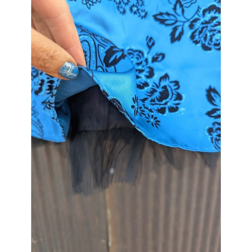 Vintage Y2K Teal Halter Dress Size 7 Tulle Whimsigoth Fairy‎ Grunge Glitter Prom